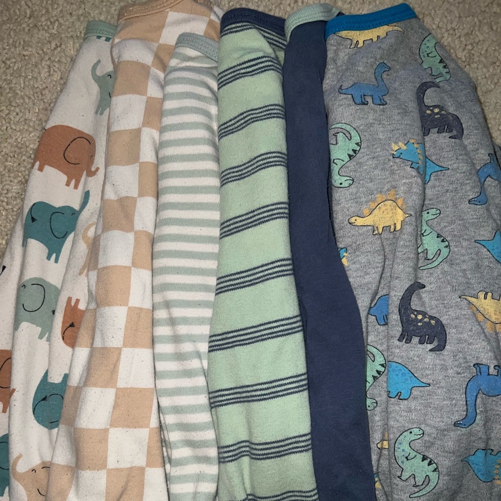 Koala Kids Elephant and Dinosaur Print One-Piece Bodysuits- 6 total